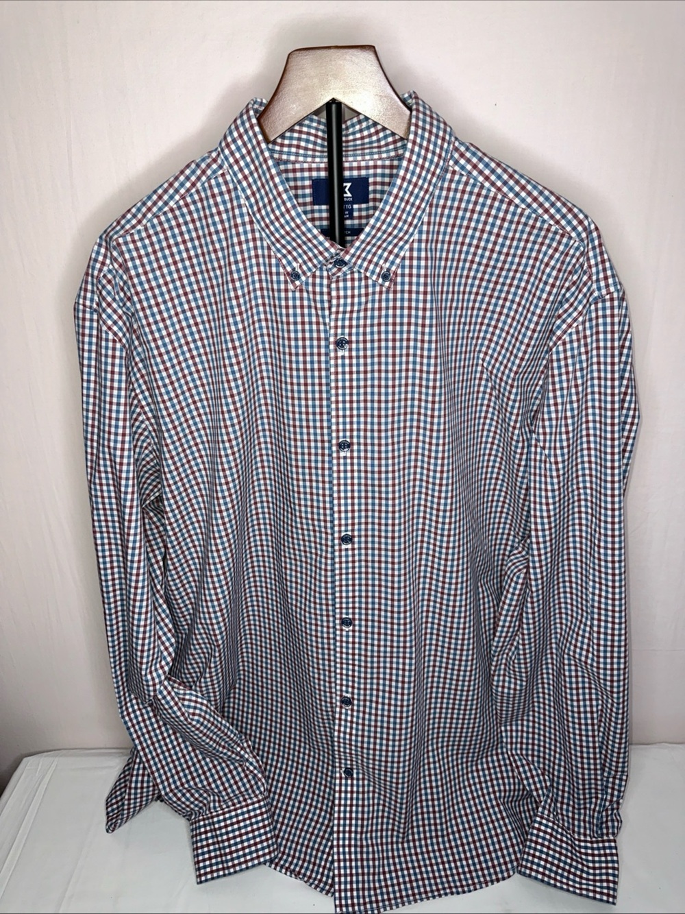 Cutter & Buck Men's Long-Sleeve Checked Button-Down Shirt - Blue & Red